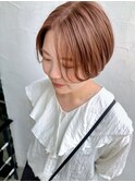 アプリコットオレンジハンサムショート明るめ白髪ぼかし