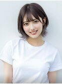 小顔外ハネショートアッシュ20代30代40代くびれミディ韓国ヘア