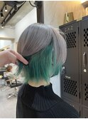 シルバーアッシュ/インナーカラー/グリーン