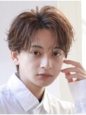 フェザーパーマセンターパートニュアンスパーマ韓国マッシュ黒髪