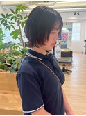顔周りカット レイヤーボブ 外ハネ 黒髪 艶髪 10代20代