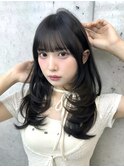 レイヤーカット/顔型別ヘアスタイル/ミディアム/白髪ぼかし