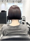 マットブラウン/ボブ/ぱっつん前髪/ウェットヘア