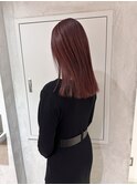 YOKE ぱつっとロング切りっぱなしカシスレッド暖色ブリーチ
