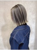 バレイヤージュ、ハイライト、グレージュ、ミルクティーベージュ