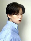 ショートパーマ銀座メガネ女子丸みショート大人可愛い小顔カット