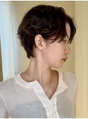 ショートパーマ銀座メガネ女子丸みショート大人可愛い小顔カット