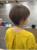 大人可愛い20代30代40代黒髪前下がりショートボブ丸みショート◎