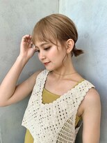 アペロ 柏(Apero)&nbsp;切りっぱなしボブ/ミルクティーベージュ/ブリーチ/柏美容室/前髪