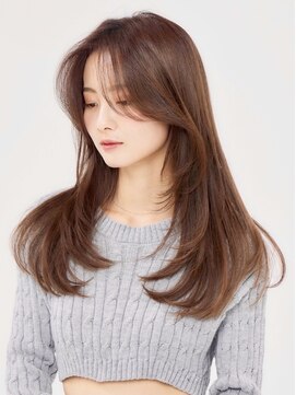 バイオレットジェム(Violet`jem) ザクザクレイヤーロンググレーベージュ前髪パーマ