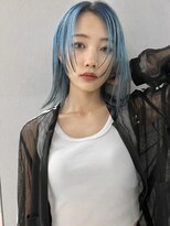 ジーナリア(Xena ria) 姫カットレイヤー/韓国風巻き/くすみベージュ/ブルーカラー★86