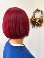 ジェムヘアスタジオ 湘南平塚南口店(Gem Hair Studio)&nbsp;ピラミンゴレッドカラー×ミニボブ【Gem 神原】