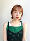 大人ショートボブ前髪あり切りっぱなしボブ外ハネ丸顔面長K0728
