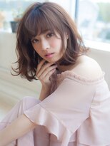 くせ毛風エアリーワンカールパーマ姫カットシアーカラーセミディ