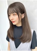 顔まわりレイヤーミルクティーブラウン髪質改善ストレート