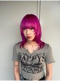 ショッキングピンク　ウルフカット　宇都宮