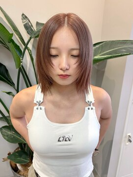 ルネ 北千住(Renee) ボブ/顔まわりレイヤー/ピンクベージュ/ダブルカラー/北千住