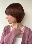 小顔似合わせカット/丸みショートボブ×ココアベージュp上尾