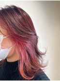 【インナーカラー】ピンクカラー×ハイライトカラー