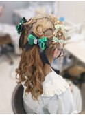 編み込み×ハートハーフアップ