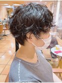 【morio 原宿】黒髪マッシュショート　くるくるパーマ　宮本
