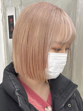 スー 渋谷(suu) 切りっぱなしボブミルクティーベージュピンクベージュカラー