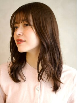 ガーデンヨコハマエスト(GARDEN YOKOHAMA est) デジタルパーマワイドバングブラウンカラーミディアム前髪カット