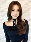 くびれヘアハイライトカラーアプリコットオレンジ門前仲町0816