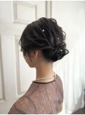 結婚式/二次会/アップスタイル/編み込みアレンジ/お団子シニヨン
