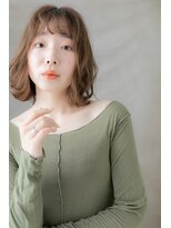 カバーヘア ブリス 上尾西口店(COVER HAIR bliss) オリーブアッシュxフェザーバング小顔ボブルフZ上尾10代20代30代