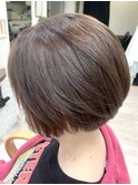 【大人女性】 ブラウン丸みグラデーションボブショートカット
