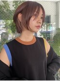 ・テラコッタミニウルフインナーカラーショートボブ