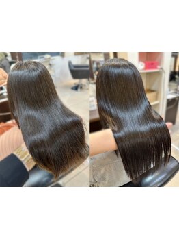 毛先まで綺麗にまとまる自然なストレートをダメージレスで叶えます◎忙しい朝でも簡単サラ艶ヘアに♪