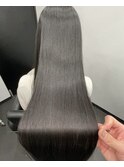 ロングヘアー　ダークアッシュカラー縮毛矯正髪質改善　赤坂見附