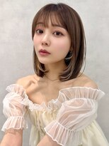 エジョン 三鷹店(Aejon) インナーカラー顔周りレイヤーボブココアブラウン大人ボブ