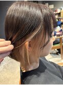 20代30代◎インナーカラーボブピンクブラウン小顔レイヤー