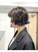 くびレイヤーボブルフネビージュ小顔ワンレンこなれミディ