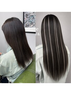 ヘアーアンドビューティーザ エフ(Hair Beauty the F) /ハイライトエクステ　ストレートver/