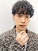 20代30代韓流☆ツイストパーマショートマッシュアッシュブラック