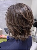 大人ガーリー白髪ぼかしハイライト