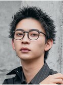 心斎橋スパイキーショートビジネスヘアフェザーショートパーマ