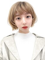 ラフィス ヘアー ロブ 福山駅家店(La fith hair lov.)&nbsp;【La fith】ミニボブ×ケアブリーチ×ミルクティーベージュ