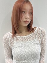 ラミエバイメルト 下北沢(lamie by melt)&nbsp;小顔ヘアレイヤーボブハイトーンカラーペールオレンジベージュ