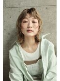 ボブレイヤー　ミルクティーベージュ　ベージュ　ハイライト　