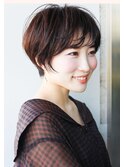 チョコレートブラウン・丸みショート・髪質改善・白髪染め