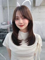 フィヴェント(Fivent)&nbsp;黒髪ボブルフネビージュ小顔ワンレン顔まわり韓国レイヤーカット