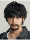 原宿メンズパーマシャドウパーマ波巻きパーマツイスパマッシュ◆