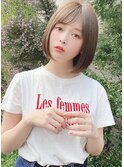 大人可愛い前髪長めの耳掛けショートボブアッシュブラウン小林