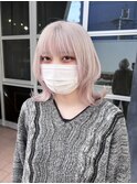 ホワイト×ウルフカット
