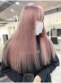 ダブルカラーピンクベージュベージュカラーケアブリーチレイヤー